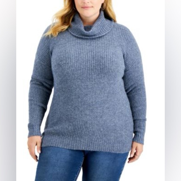 Style & Co. Sweaters - Style‎ & Co Plus Size Cowlneck Tunic Sweater Blue